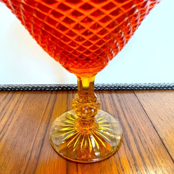 Vintage Diamond Point Waffle Glass Pedestal Candy Dish/Compote - Picture 4 of 9